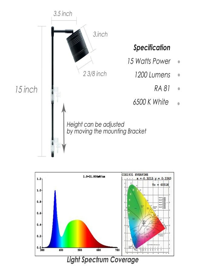 Hiro Aquatics LED Aquarium Light, Full Spectrum COB LED Spotlight for Planted Aquariums, Small/Nano Tanks, Wabikusa, Terrarium, Paludarium - Image 2